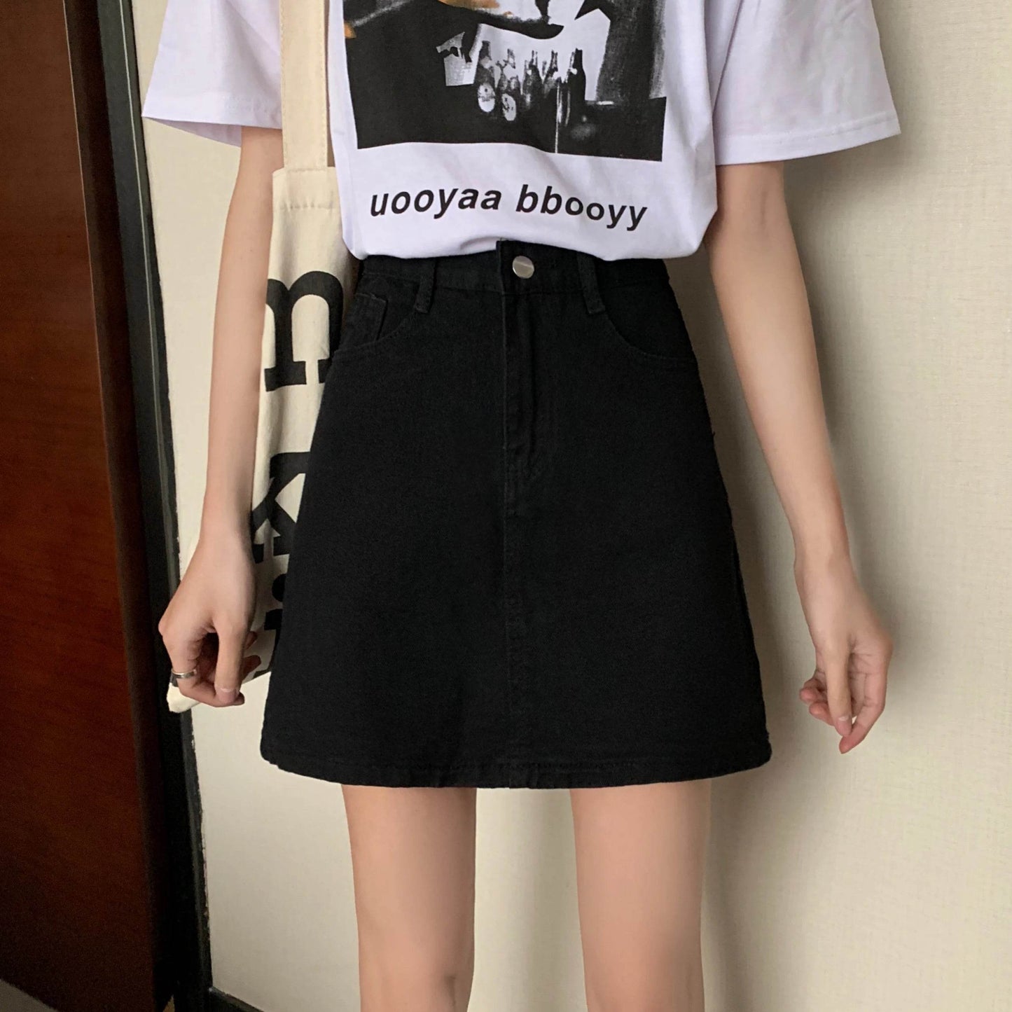 High Waist Denim Skirt Versatile Skirt Women's Clothing A-Line ort Skirt Slimming Wraparound Summer 202 plus Size - AIAZ