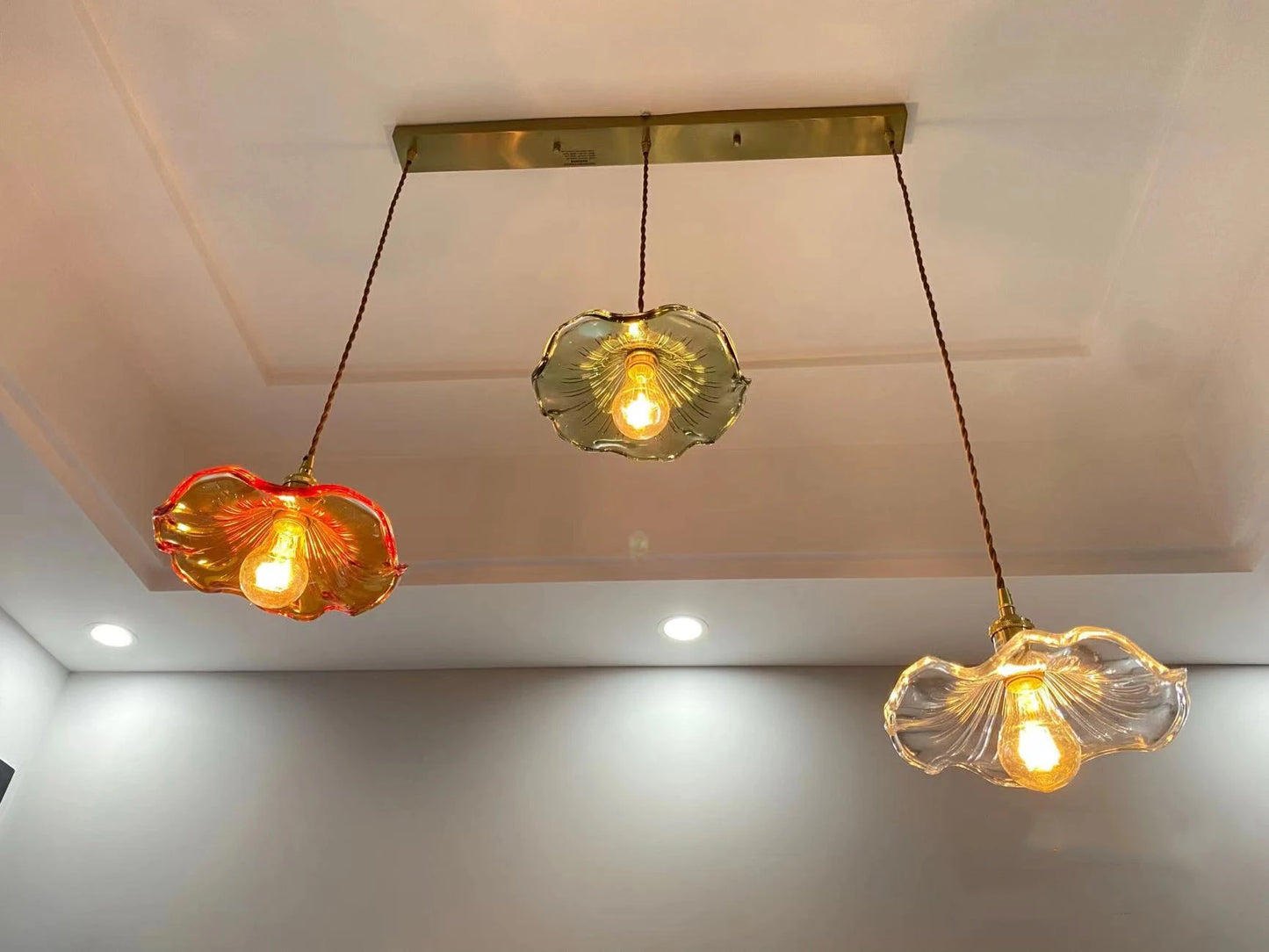 IWHD Nordic Style Simple LED Pendant Light Fixtures Bedroom Living Room Bar Colorful Glass Copper Hanging Lamp Lights Edison