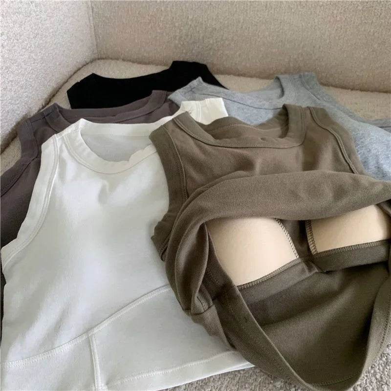 Women Crop Tops Sexy Solid Camisole One-piece Tube Top Seamless Sports Tank Top Wireless Underwear Padded Bra Bralette Vest - AIAZ