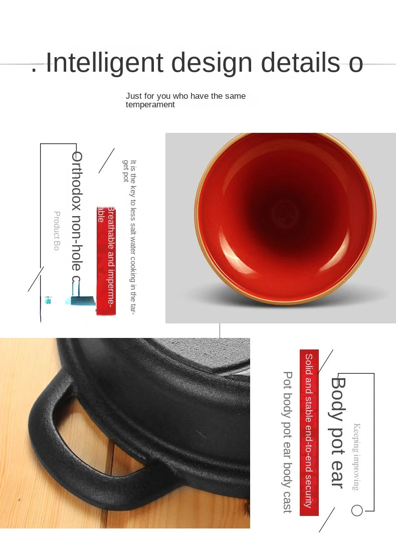 Moroccan Cast Iron Pot, High-Value Enamel Clay Rice Tagine, Quick-Cooking Pot, Exotic Cookware, 26cm