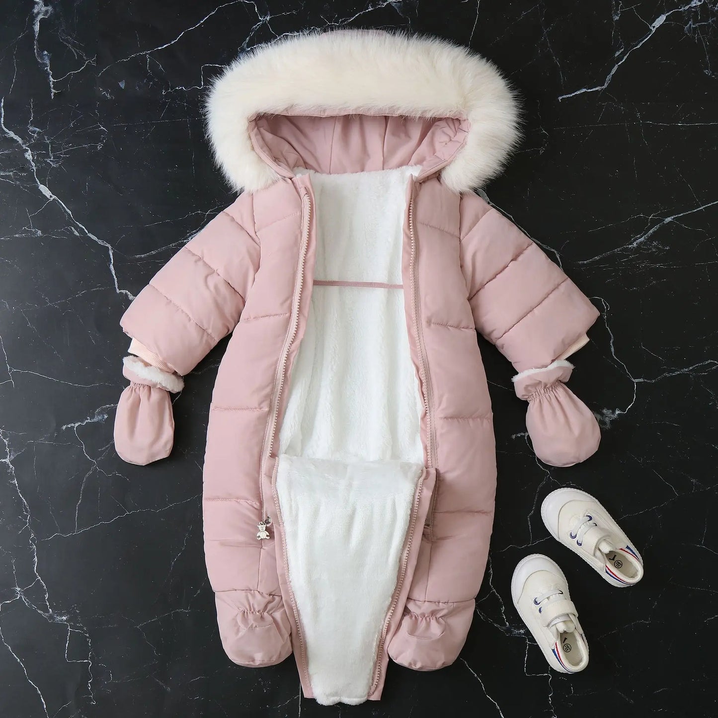 2024 New Winter Baby Rompers Thick Warm Infant Hooded Inside Fleece Jumpsuit Newborn Boy Girl Overalls Toddler Clothing Set