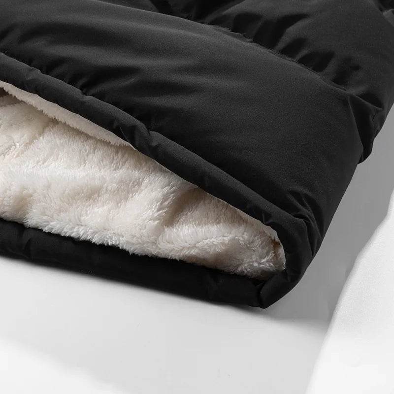 Man 2025 New Fashion Winter Warm Thick Cotton Clothing With Added Velvet Solid Color Casual And Comfortable Coat - AIAZ