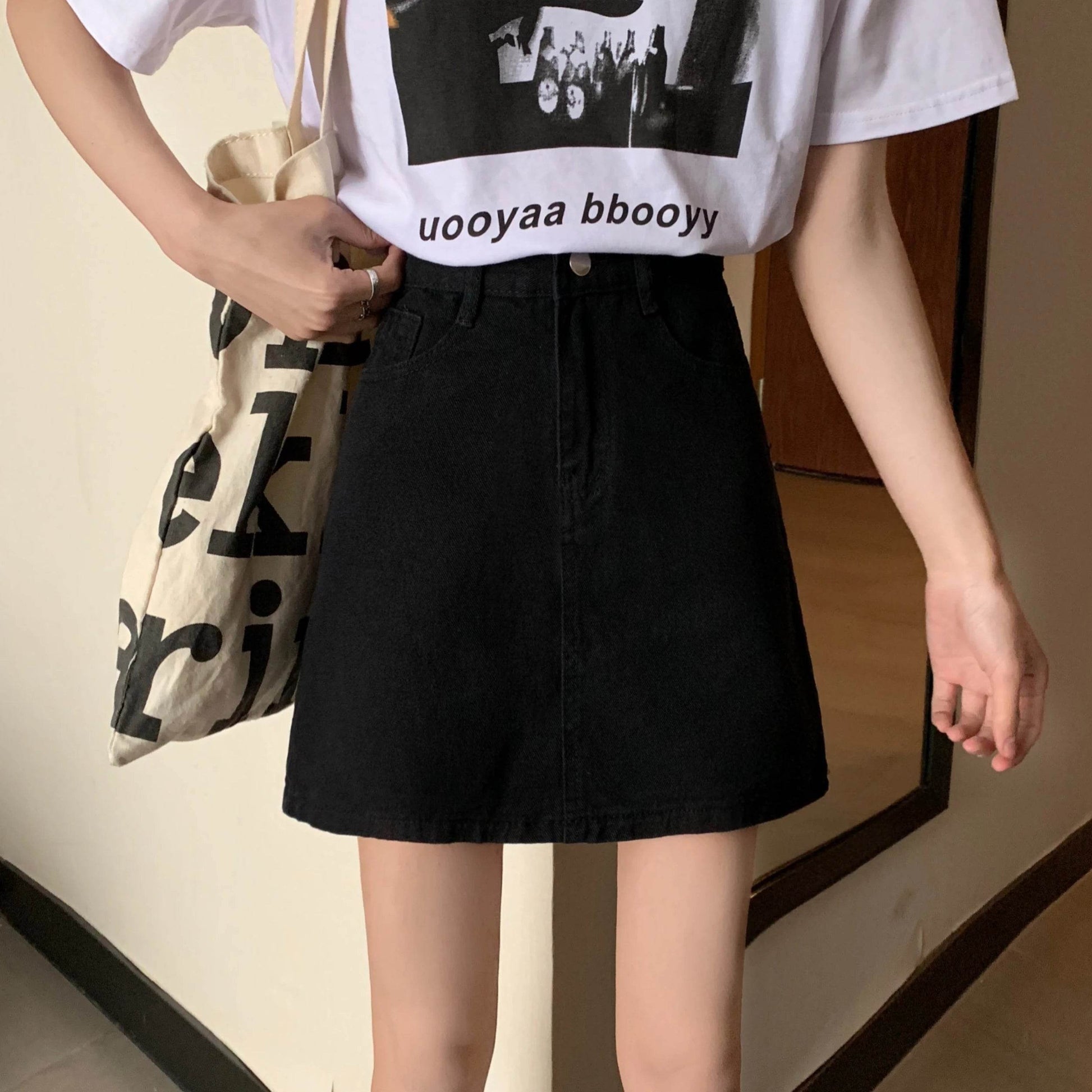 High Waist Denim Skirt Versatile Skirt Women's Clothing A-Line ort Skirt Slimming Wraparound Summer 202 plus Size - AIAZ