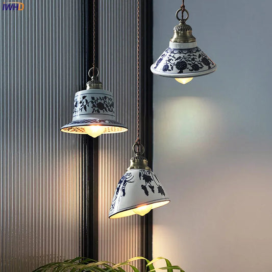 IWHD Modern Simple Ceramic LED Pendant Lamp Home Indoor Decor Lighting Bedroom Restaurant Dinning Living Room Lights Hanglamp