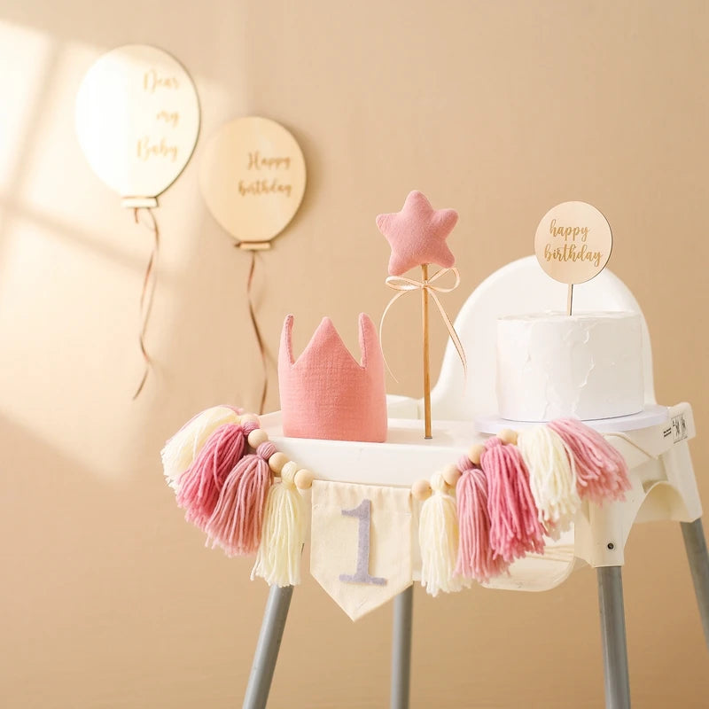 Let's Make Happy Birthday Banner Handmade Tassel Pendant First Boys Girl Baby Shower Birthday Party Balloon Decoration Supplies