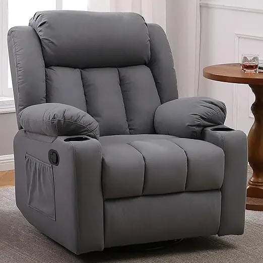For Rocker Recliner Chair For Adults, Overstuffed Large Manual Recliner Swivel Glider With Massage And Heat,Living Room Chairs