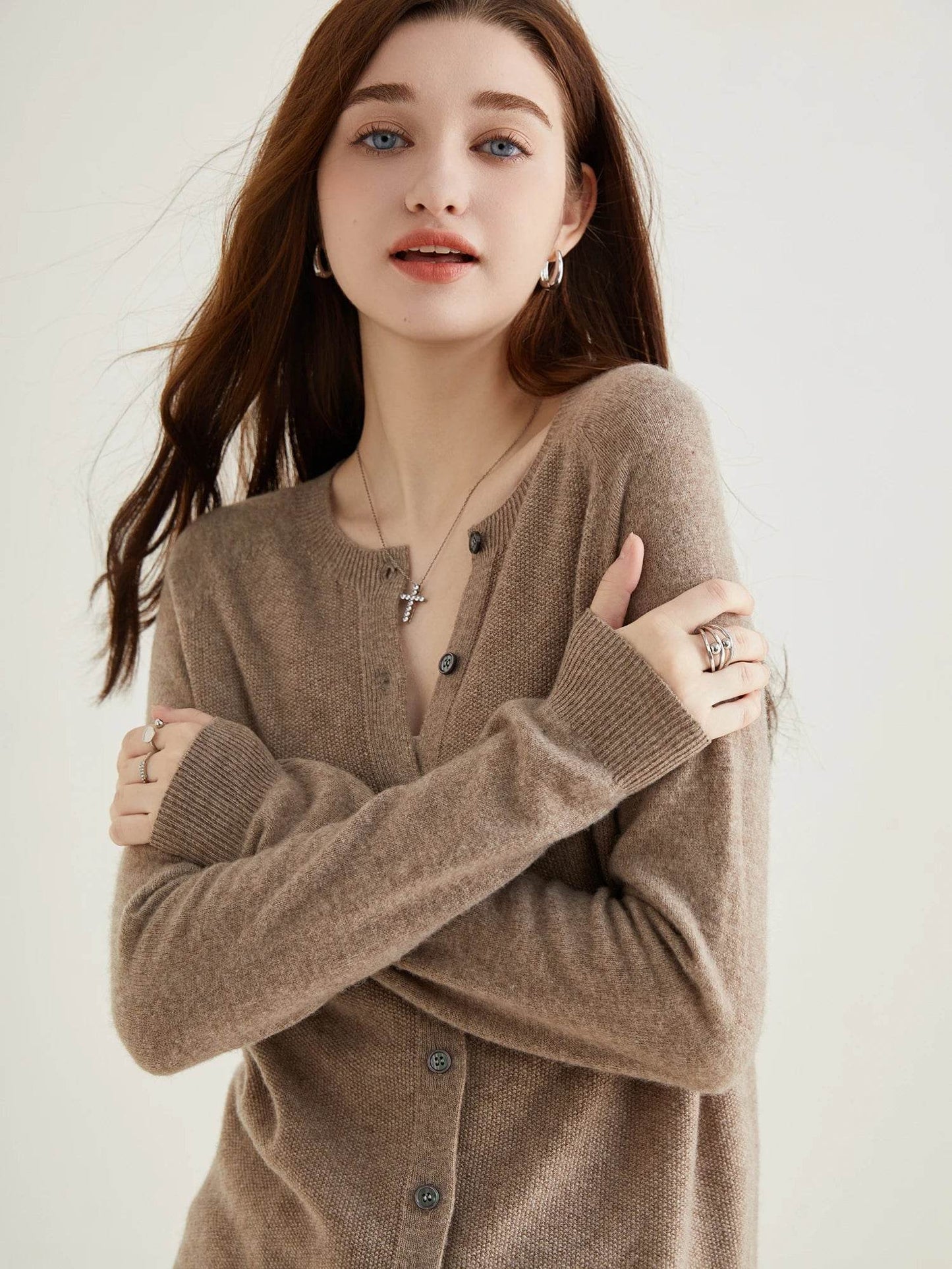 Knit Cardigan for Women Sweater Woman Long Sleeve Top 100% Wool Cardigans Sweaters Vintage Coat Knitwears Jacket Female Clothing - AIAZ