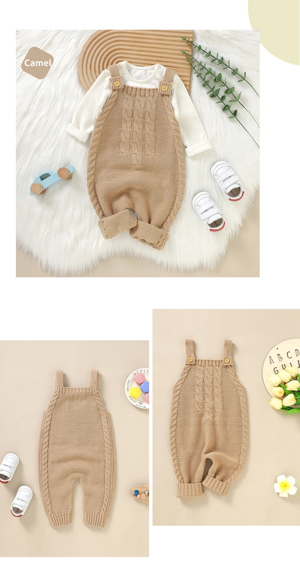 Infant Boys Girls Sleeveless Rompers Clothes 0-18m Newborn Babies Solid Color Knitted Jumpsuits Outfit Spring Fall Children Wear