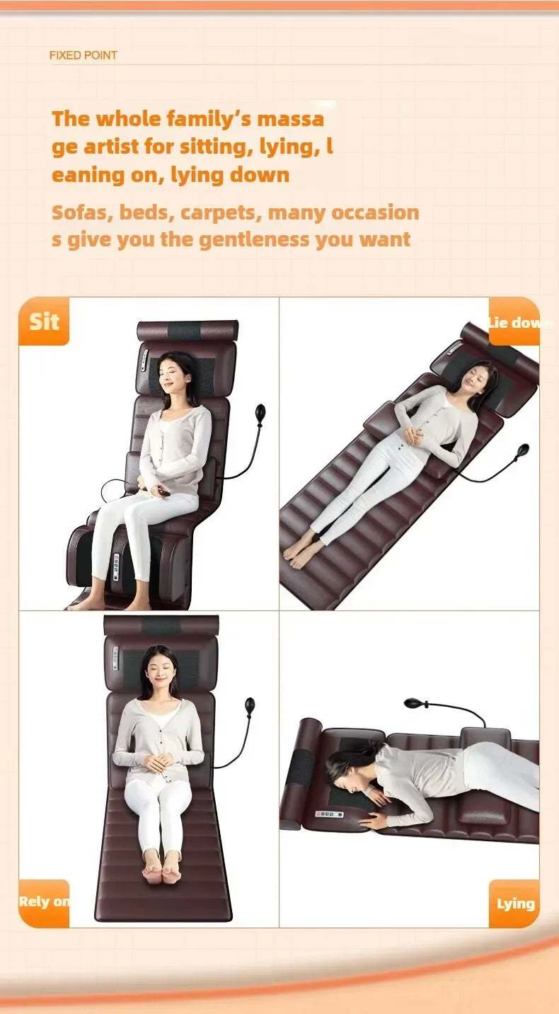 Electric Full Body Massage Mattress With Heating Hand Control Shoulder Neck Waist Airbag Back Kneading vibration Massage Cushion