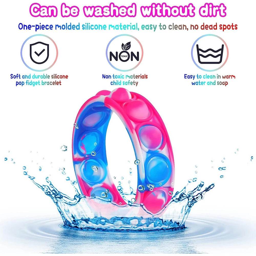 12PCS Fidget Toys Pop Bracelet Party Favors Bubble Bracelets Push Poping Sensory Stress Reliever Toys for Kids Children Gifts - AIAZ
