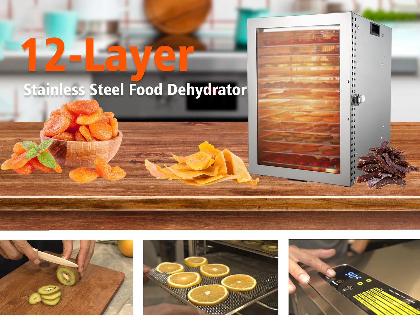 220V 110V Dry Fruit Machine Food Dehydration Dryer Fruit Dryer Commercial Stainless Steel Food Dryer Dried Vegetables Pet Snacks