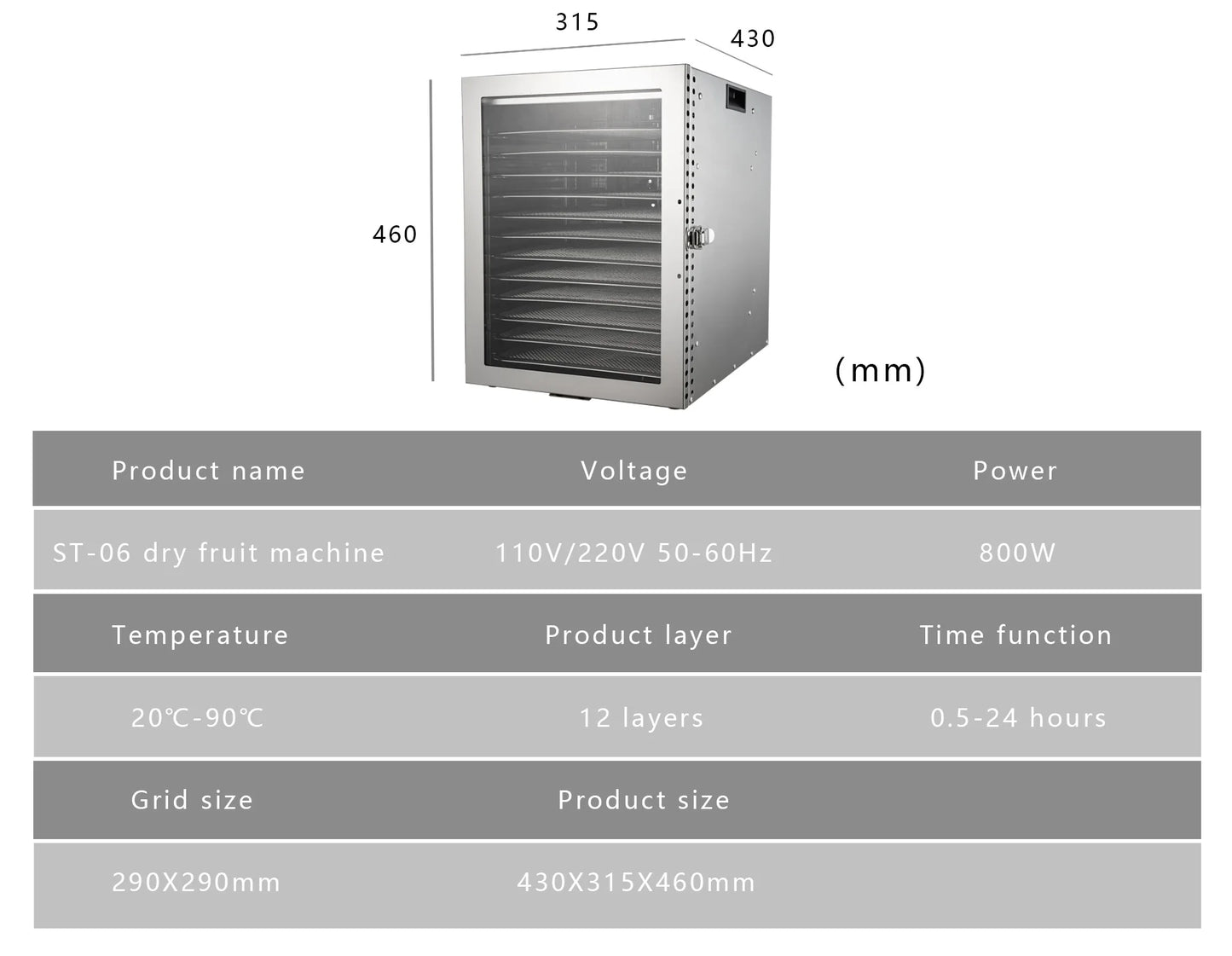 220V 110V Dry Fruit Machine Food Dehydration Dryer Fruit Dryer Commercial Stainless Steel Food Dryer Dried Vegetables Pet Snacks