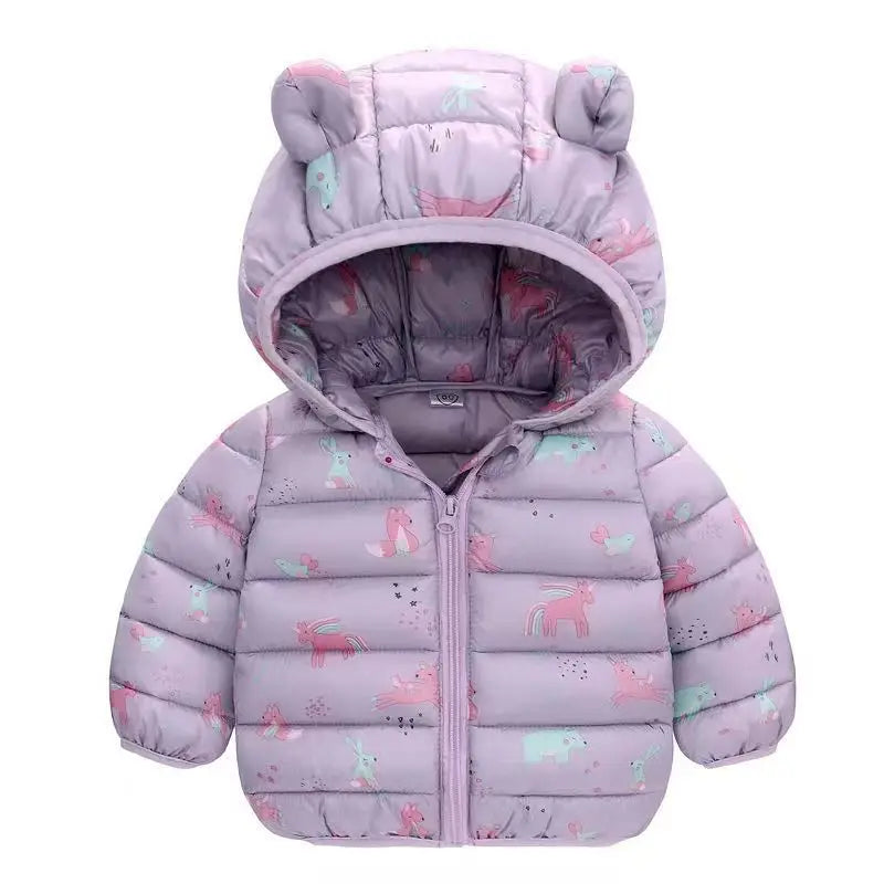 Baby Boys Girls Jackets For Kids Cartoon Bear Zipper Coats Autumn Boys Warm Hooded Down Jackets Children Christmas Outerwear