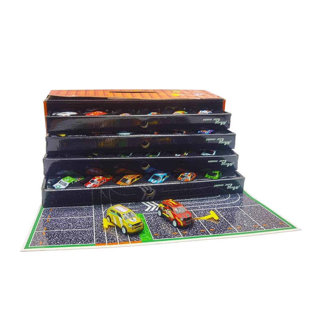 48 Pieces Mini Car Set Inertia Pull Back Cars for Boys Plastic Vehicle Model with Container Collection Toy Birthday Gift for Kid - AIAZ