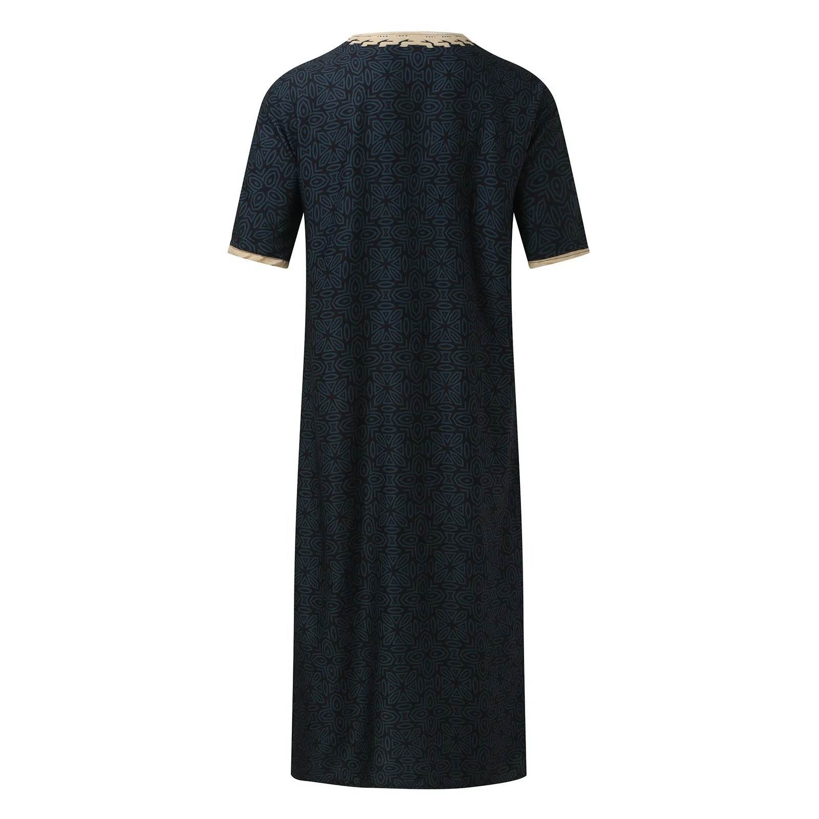 Men Muslim Summer Fashion Loose Robe Islam Kaftan Men Clothing Dubai Luxury Muslim Abaya Muslim V-neck Short Sleeve Printing - AIAZ