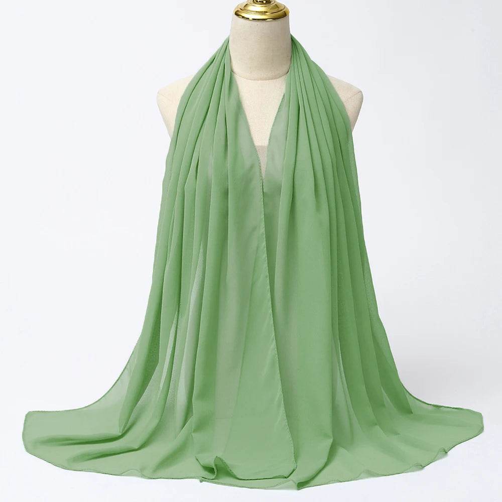 Muslim Chiffon Hijab Scarf Women Long Solid Color Head Wrap For Women Hijabs Scarves Ladies Muslim Veil Jersey Hijabs - AIAZ