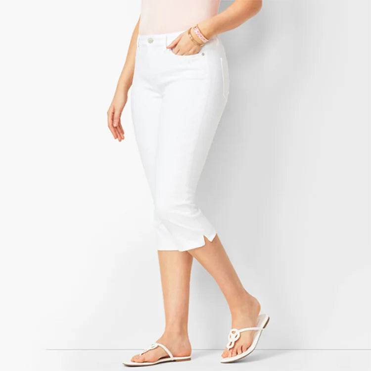 Woman's Jeans Black Denim Pants Ladies Cropped Trousers Skinny Knee Length Jeans Women Elastic High Waist Mom Jeans Oversize - AIAZ