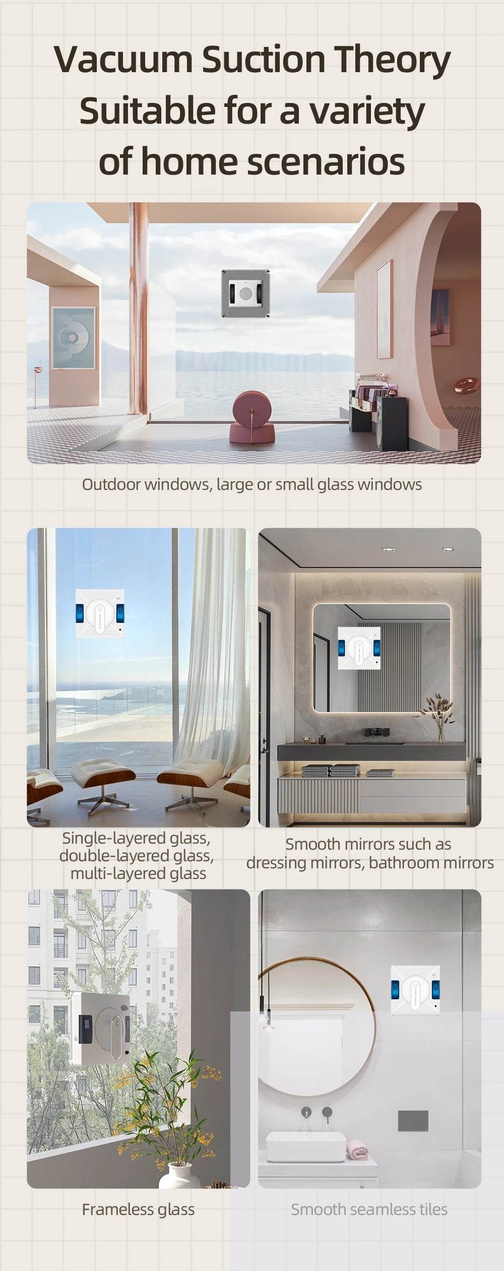 Robot Window Cleaner LIECTROUX YW509,4-Way Water Spray,Home Wall Glass Window Robot Vacuum Cleaner,Updated Laser,Smart Memory - AIAZ