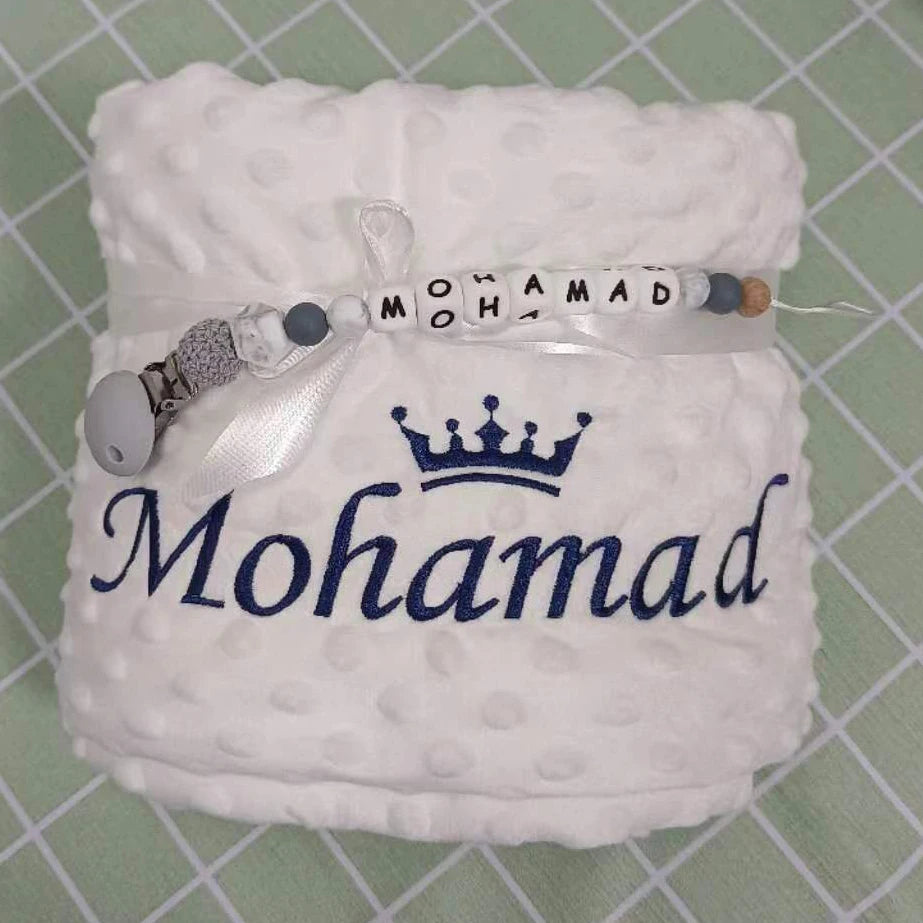 Personalized Bubble Minky Fleece Baby Blanket with Name DIY Custom Toddler Crib Stroller Blanket For Newborn Baby Birthday Gift