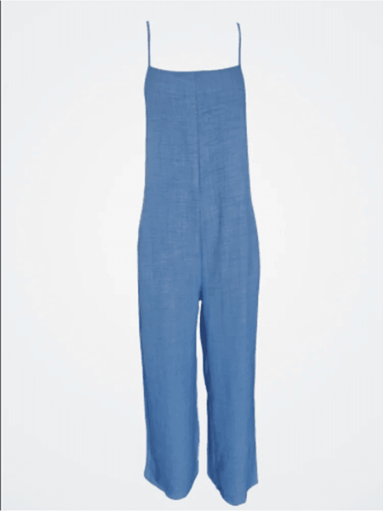 Women's Sleeveless Jumpsuit with Suspender Loose Casual Pocket Monochromatic Summer - AIAZ