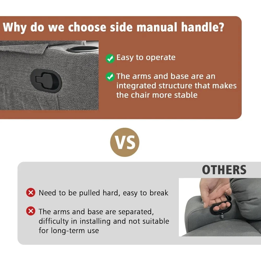 For Rocker Recliner Chair For Adults, Overstuffed Large Manual Recliner Swivel Glider With Massage And Heat,Living Room Chairs