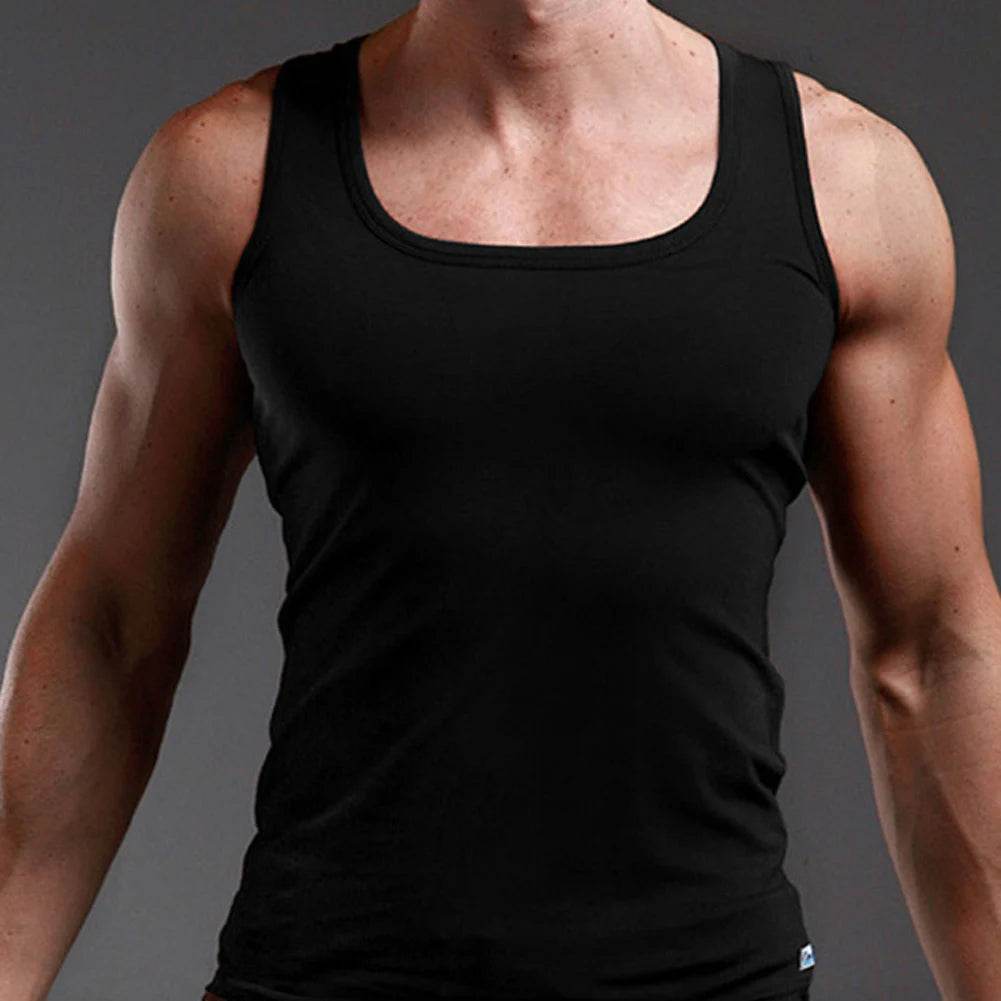 2024 New Men's Pure Cotton Tight Vest Casual Sports Tank Tops Middle-aged Sleeveless Basic Tops Quick Drying Bodybuilding Vest - AIAZ