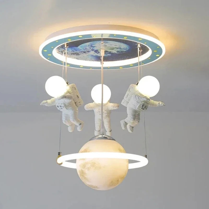 Hot Selling Creative Astronaut Children's Pendant Lights Cartoon Bedroom Lights  Decorative Lighting Fixtures Tri Colored Light