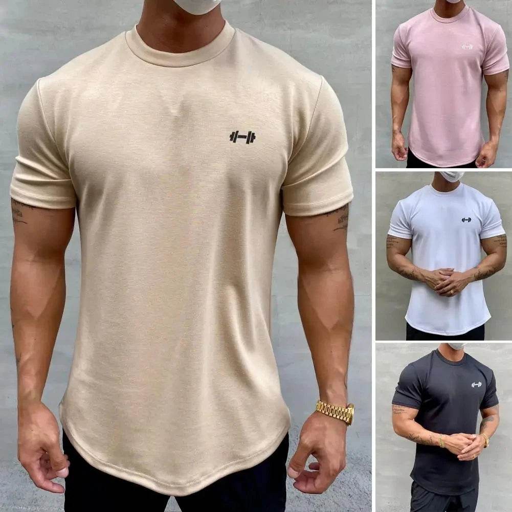 2025 Men T-shirt Male Sports Gym Muscle Fitness T Shirt Blouses Loose Half Sleeve Summer Bodybuilding Tee Tops Men's Clothing - AIAZ