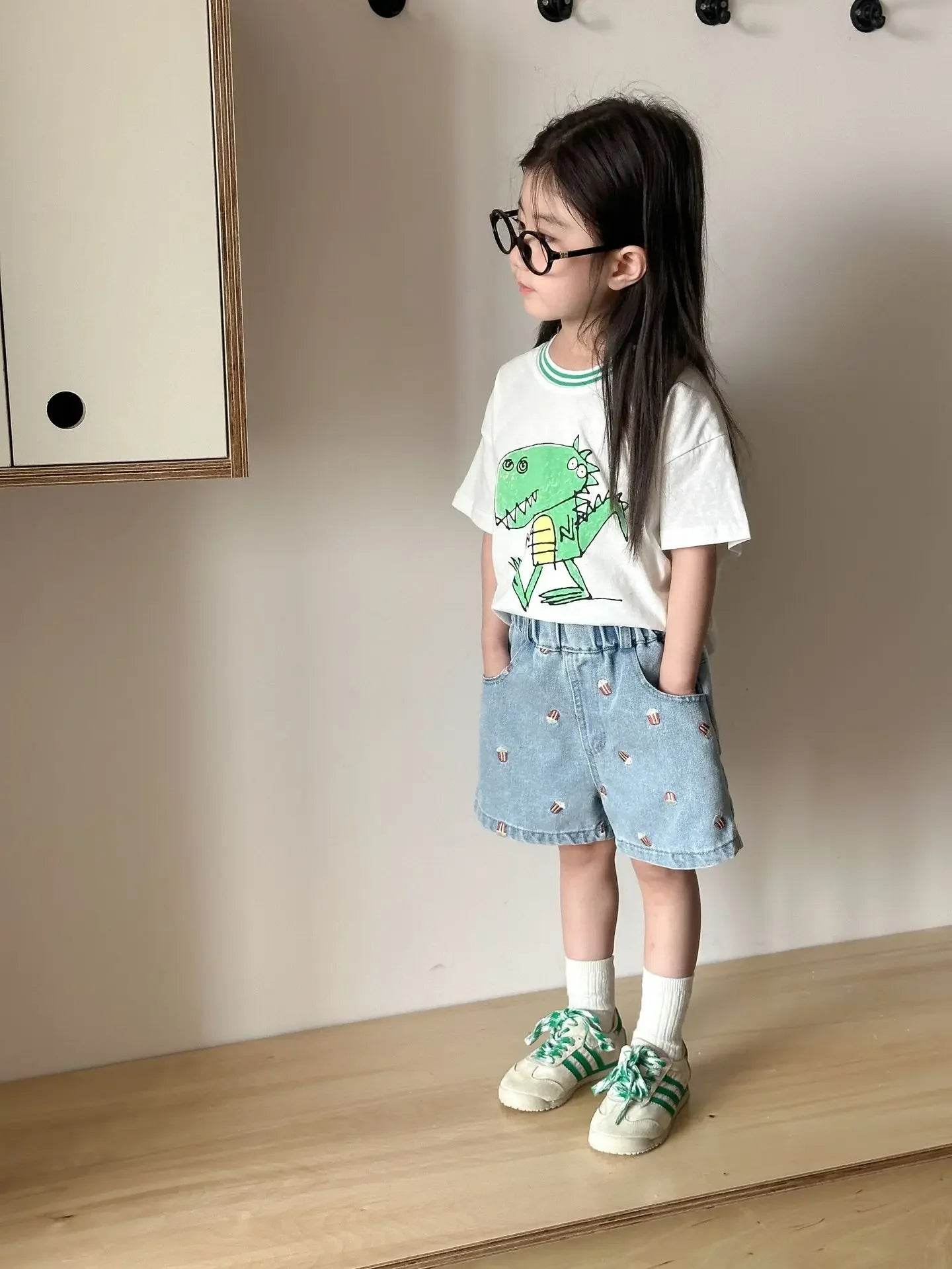 Fashion Cartoob Print Denim Kids Shorts Girls Pants Summer 2025 New Boys Summer Clothes Baby Loose Casual Pants - AIAZ