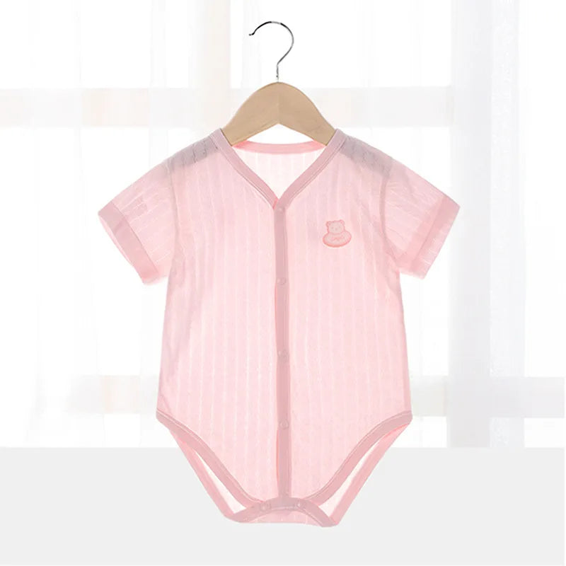 Newborn Baby Bodysuits for Boy Girl Summer Thin Outwear Casual Short Sleeve Toddler Kids Jumpsuits Children Clothes