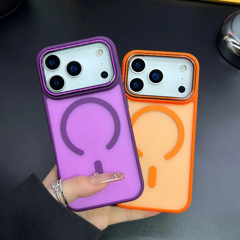 Luxury Matte Magnetic for Magsafe Phone Case for iPhone 17 Pro Max 17 Air Metal Lens Frame Cover for iPhone 16 13 14 15 Pro Max