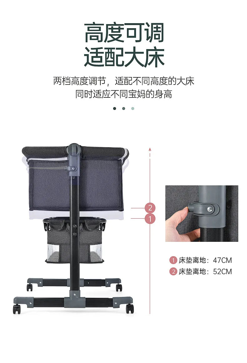Crib Newborn Bed Splicing Big Bed Baby Crib Multi-functional Mobile Foldable