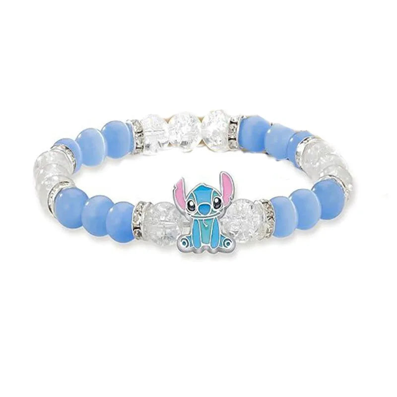 1 Set Cartoon Stitch Angel Couple Bracelets for Women Men Bangle Crystal Beads Stitch Bracelet Toys