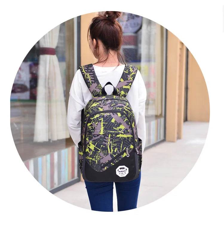 Waterproof travel laptop backpack children School Bags teenager Boys girls camouflage school Backpack set high School backpack - AIAZ