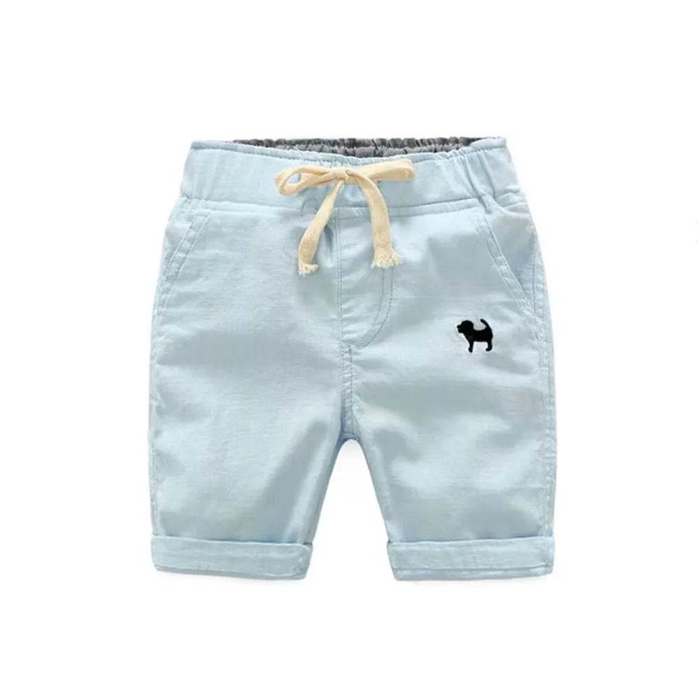 2024 Summer Boys Casual Shorts Children Cotton Elastic Waist Pants Toddler Kids Knee Length Pants Solid Color Baby Boys Clothes - AIAZ