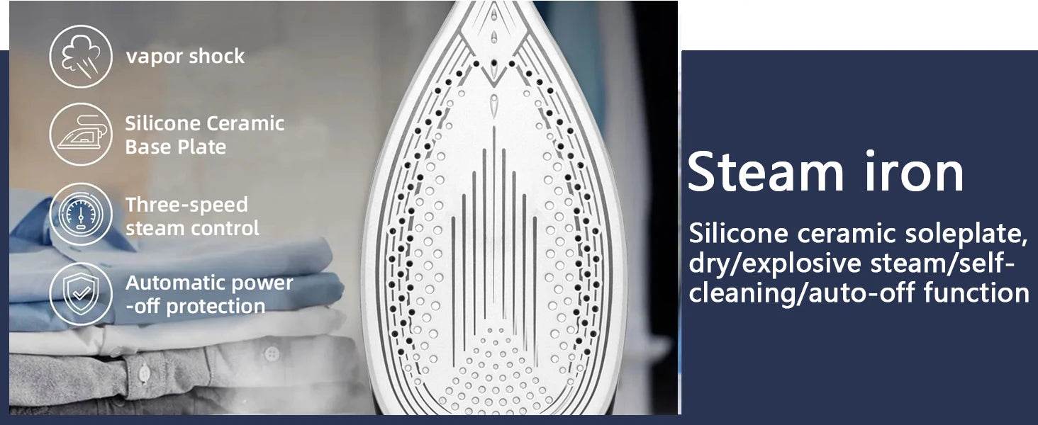 Sonifer Split Steam Iron with LCD Display 2400W Fast heating1.5L Large Individual Water Tank 3 Steam Adjustment - AIAZ