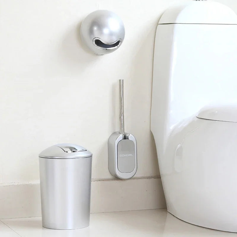 Golden Paper Holder Wall-mounted Toilet Brush Plastic Creative Toilet Paper Box Nordic Trash Can Waste Bins Bathroom Accessories