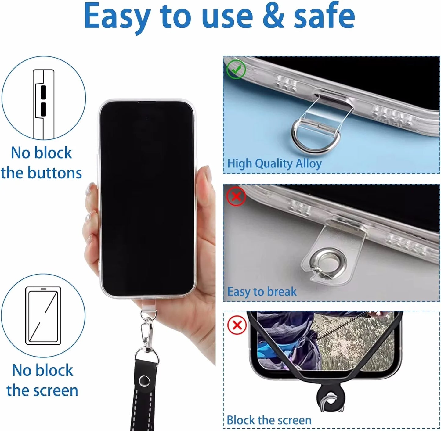 1/4pcs Universal Metal Phone Lanyard Gasket Patch Durable Ultra Thin Mobile Phone Sling Rope Card Clip Strap Hang Cord Tab