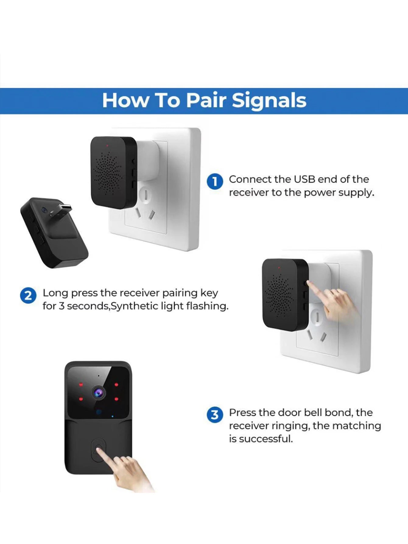 Doorbell video low power WIFI link, rechargeable model doorbell night vision HD intelligent security 1 drag 1 home intercom
