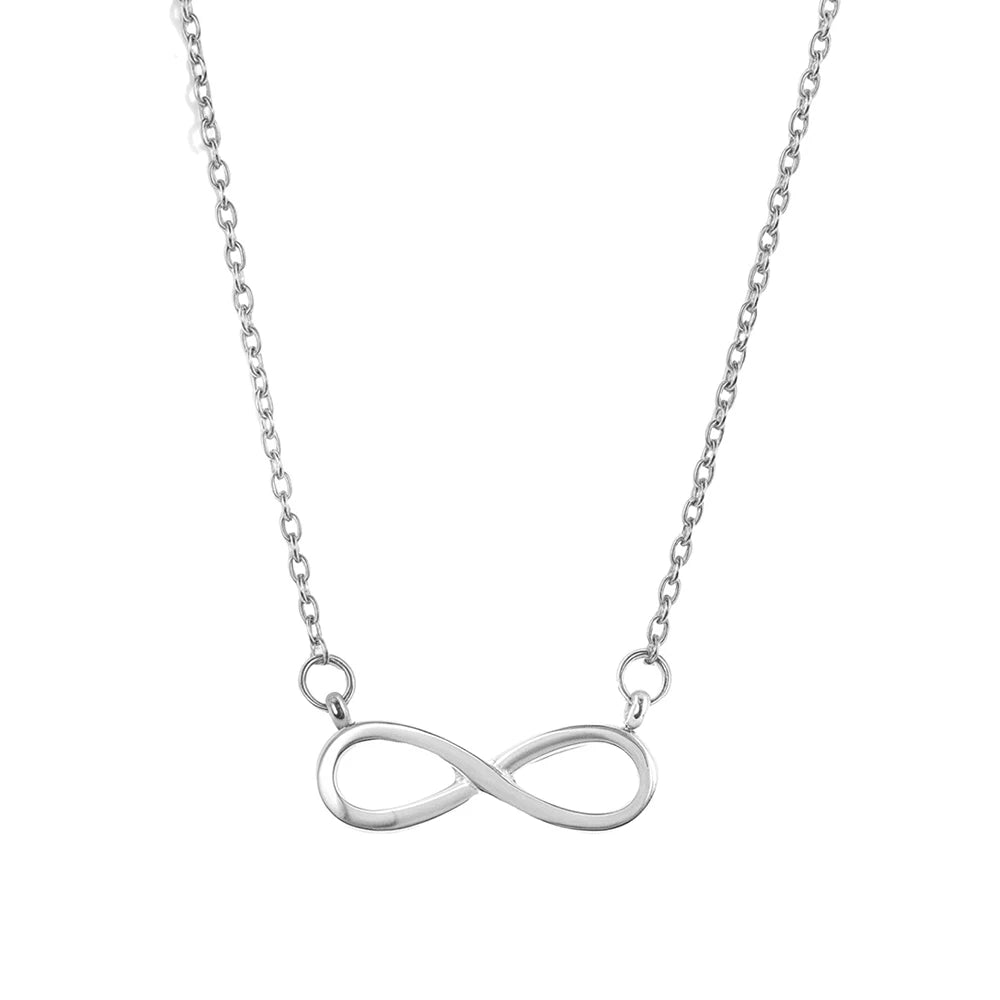 DGIDDK Stainless Steel Infinity Symbol 8 Character Pendant Necklace For Women Suitable For Daily Wear Collarbone Chain Jewelry