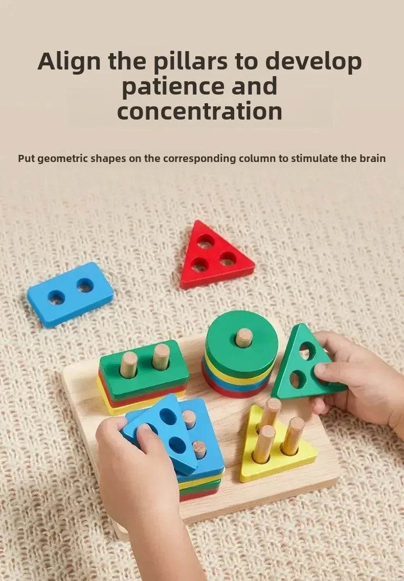 For montessori educate Wooden Sorting Stacking Toys Puzzle for Toddlers and Kids Preschool Fine Motor Skill Toy for 1 Years - AIAZ