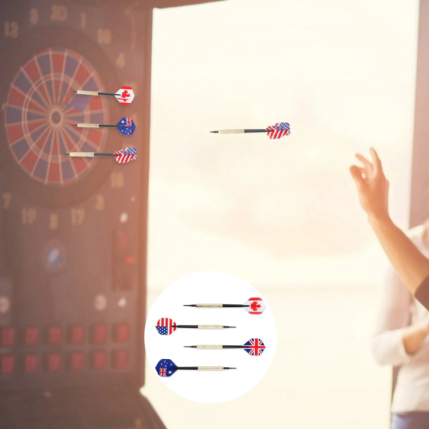 Best Selling 12 Pcs Darts Professtional 4g Safety Soft Tipped Darts 36 Plastic Tips 174g Electronic Dartboard Target Accessories