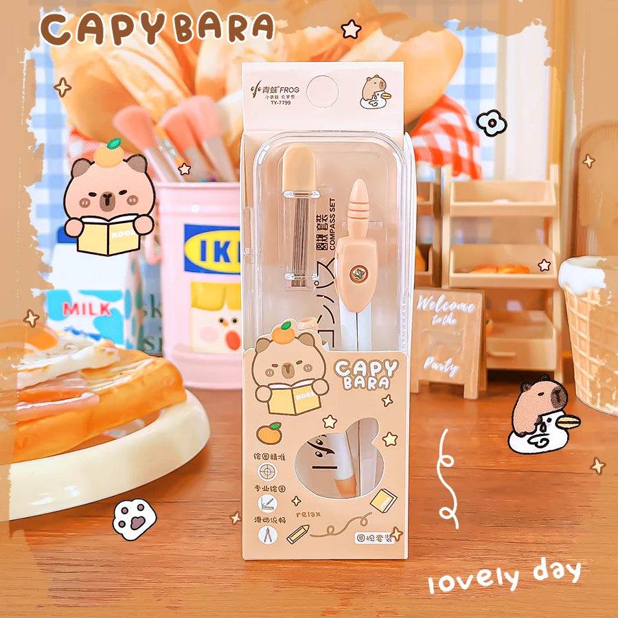 school caliper School supplies Study geometria school compass drawing tool cute capybara professional compass children - AIAZ