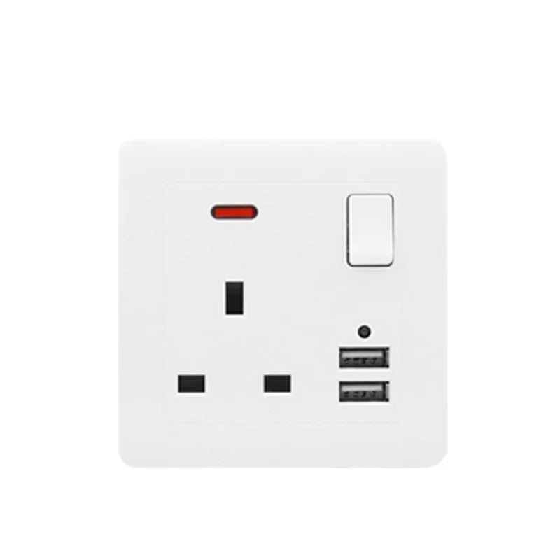 146 Type 2 Gang Multi-Ten-Hole Socket With 2Port USB Type-c 10w Fast Charging Panel British standard double five-hole socket