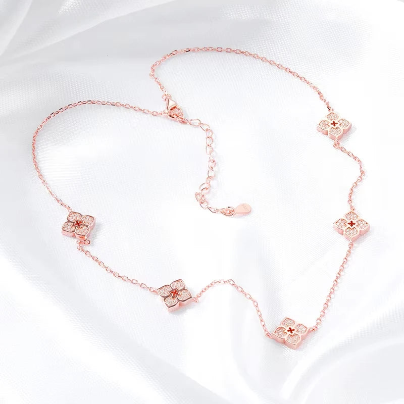 Smyoue 18k Plated Flower Moissanite Choker Necklace for Women Girls Neck Chain Sparkling 925 Sterling Silver Jewelry Pendant