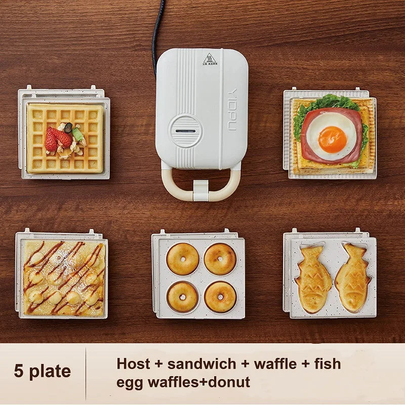 600W Electric Sandwich Machine Waffle Maker Home Toaster Multifunctional Breakfast Machine Takoyaki Pancake Donut Toast Press