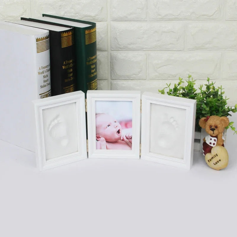 New Baby Handprints Footprints Hands Feet Mold Maker Baby Photo Frame With Cover Fingerprint Mud Set Baby Growth Memorial Gift
