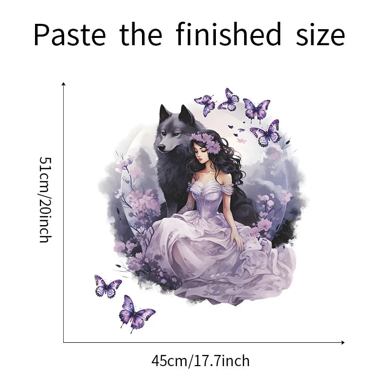 Purple Wolf Girl Vinyl Wall Decal For Kids Room Decoration Room Decor Bedroom Accessories Wall Art Home Decoration Wall Decor