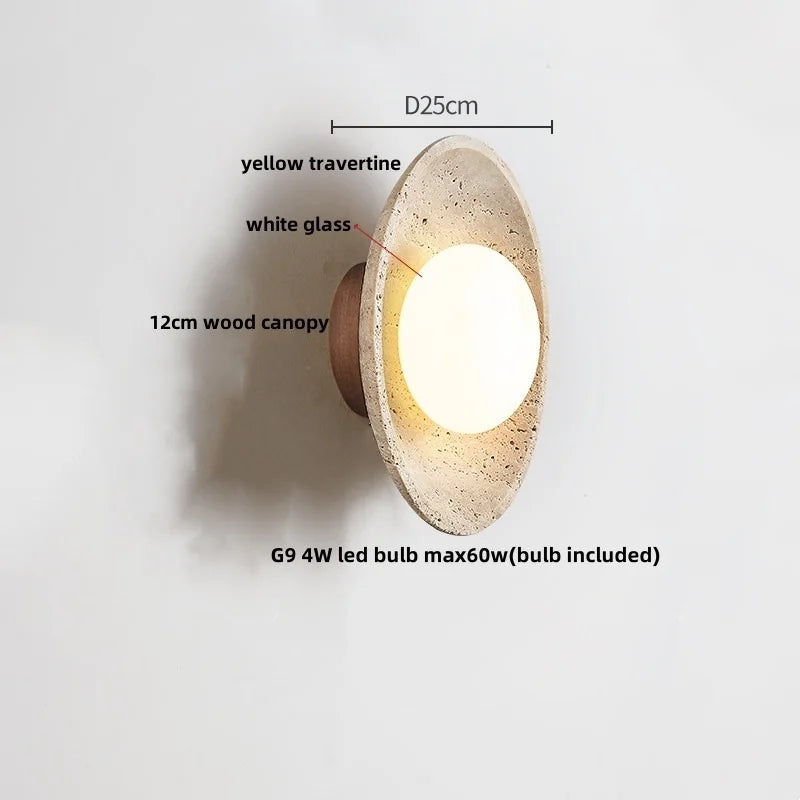 IWHD Yellow Cave Stone LED Wall Lamp Sconce Pull Chain Dining Room Coffee Nordic Modern Simple White Glass Stair Light Fixtures