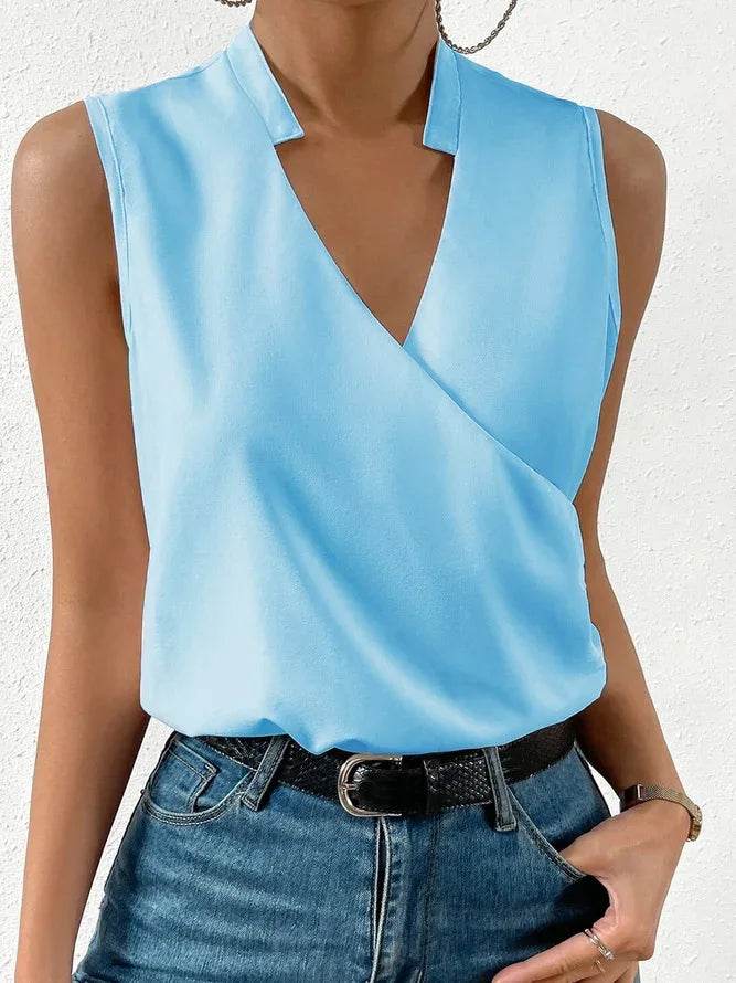 Fashion V-neck Sleeveless Print Women Tops And Blouses 2024 Summer Casual White Tank Top Femme Shirt Top - AIAZ